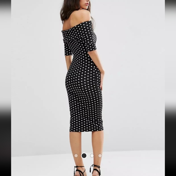 ASOS Midi Bardot Off Shoulder Bodycon Dress - Picture 3 of 4